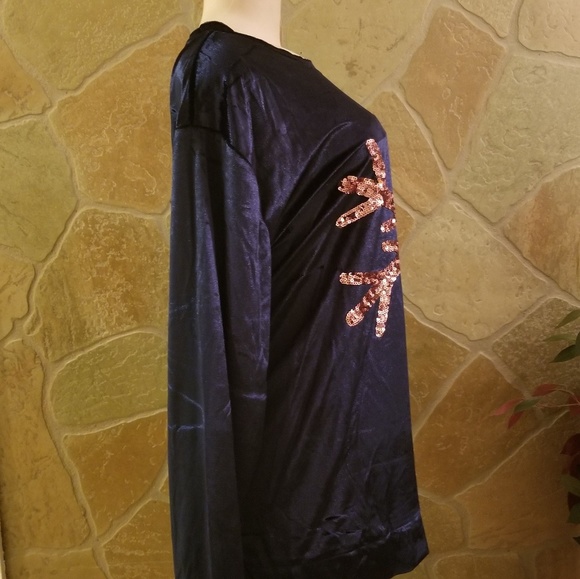 miss chievous navy top with sequins - Picture 3 of 4